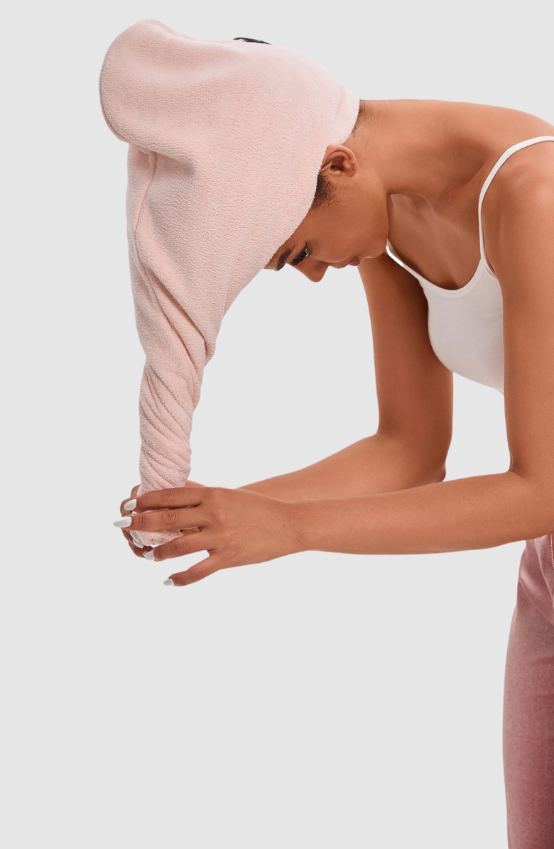 LUCE BEAUTY Silky Satin Pillowcases + Hair Towel Wrap, Alternate, color, Pink