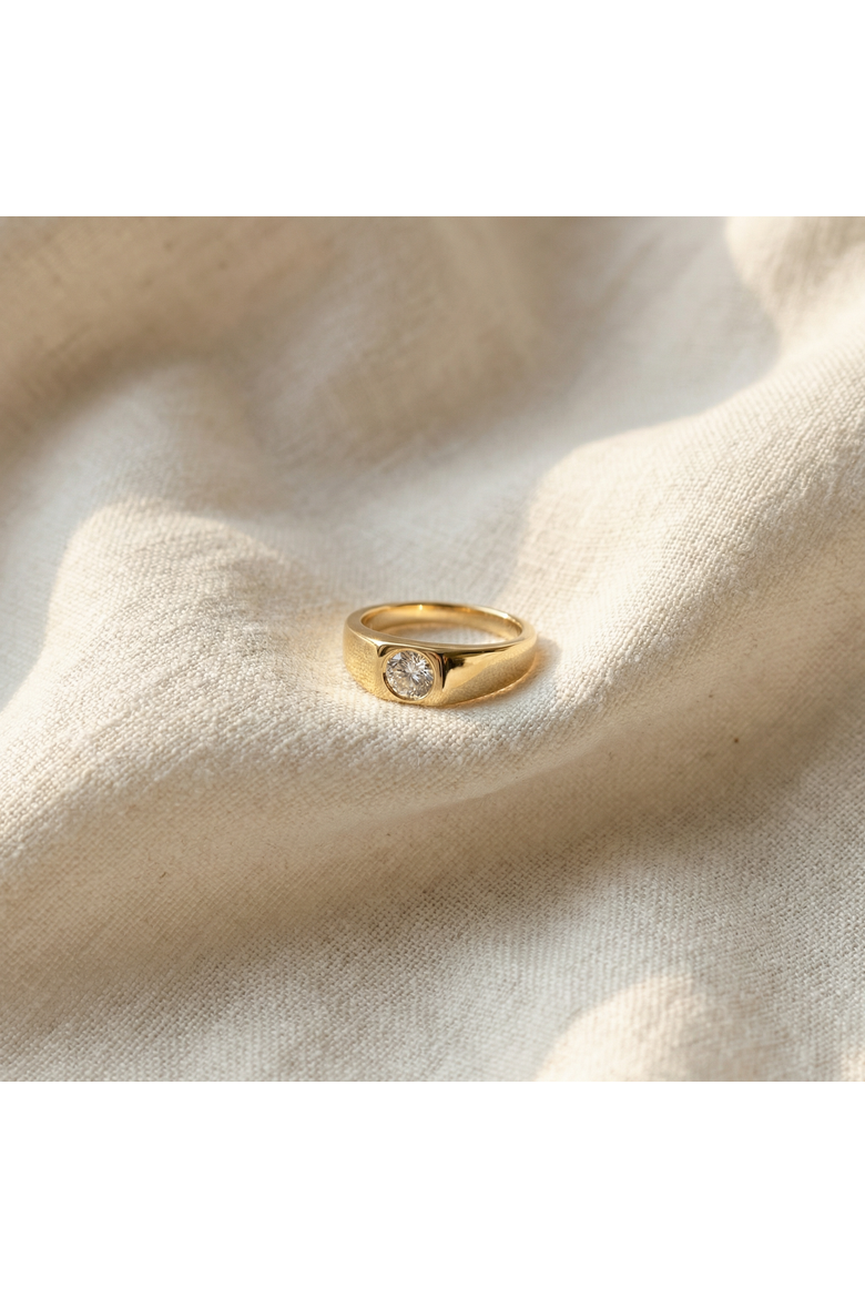 1Ct Men's Diamond Ring Gold Lab Grown, Alternate, color, 10k Yellow Gold
