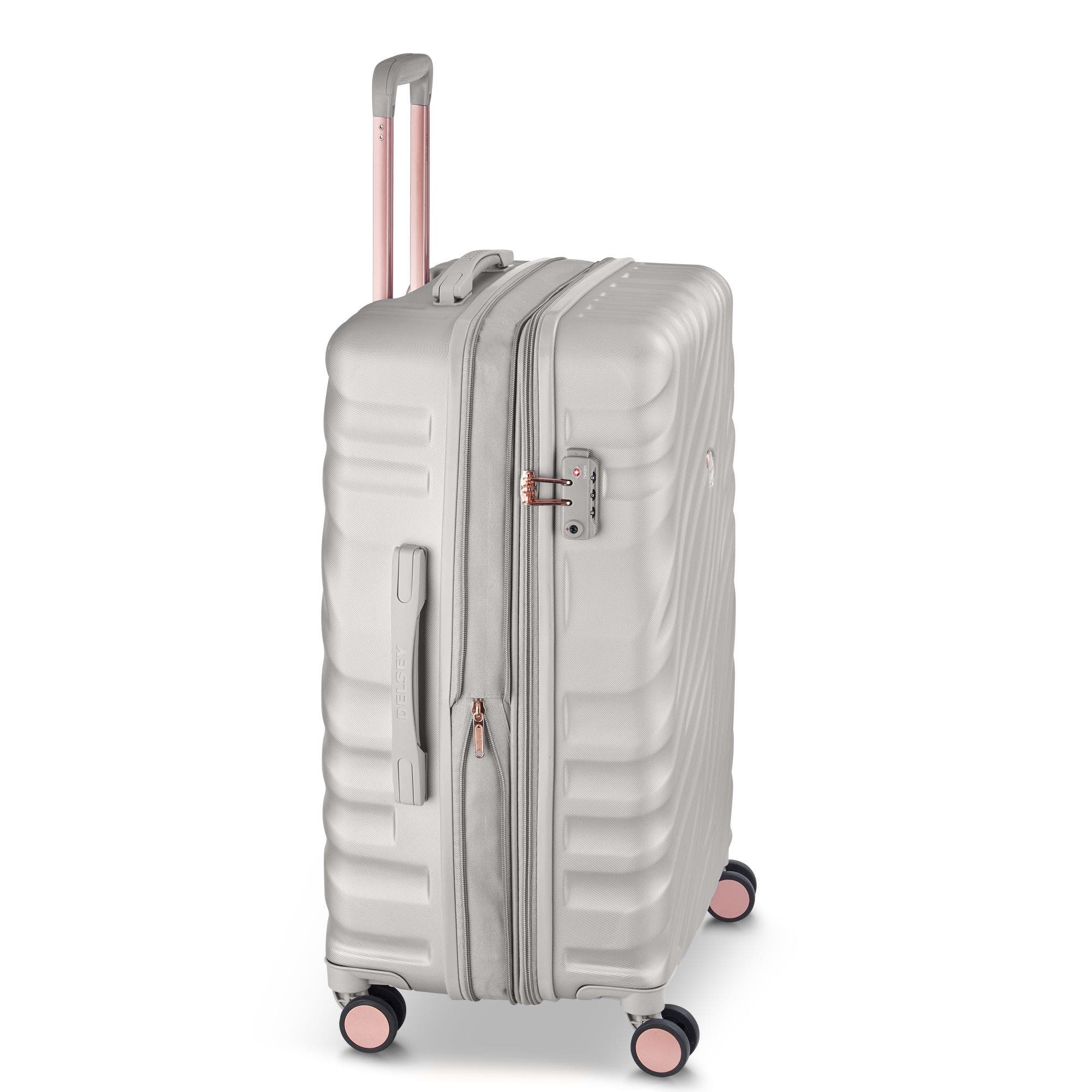 Delsey Paris Alexis Hardside 2-Piece (21"/25") Expandable Spinner Luggage Set, Alternate, color, Platinum/Rose Gold