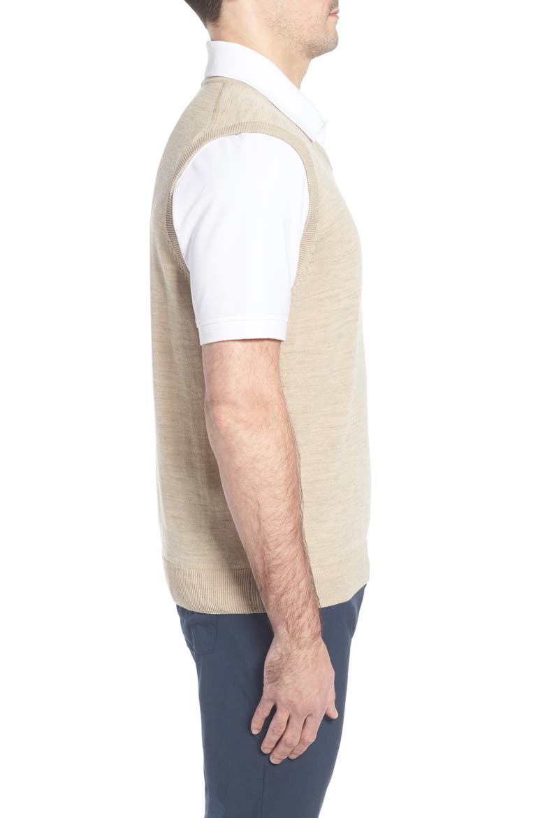 Douglas Merino Wool Blend V-Neck Sweater Vest, Alternate, color, SAND HEATHER
