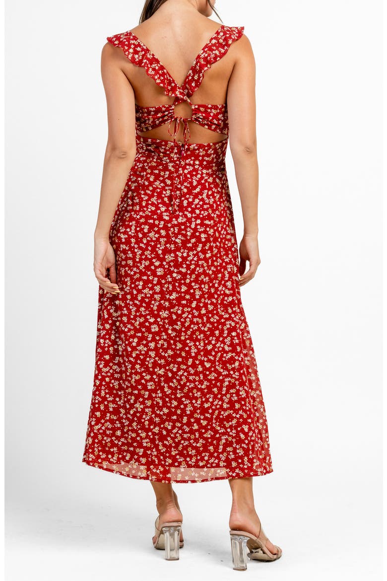 Chiffon Print Maxi Dress, Alternate, color, RED