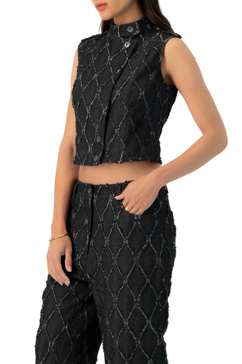 Distressed Denim Vest, Alternate, color, Black