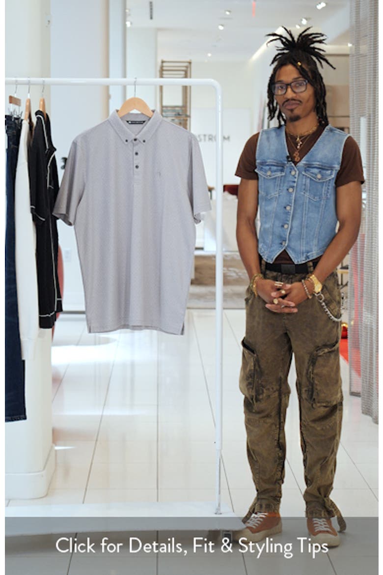 Handsome Town Dot Print Piqué Button-Down Polo video