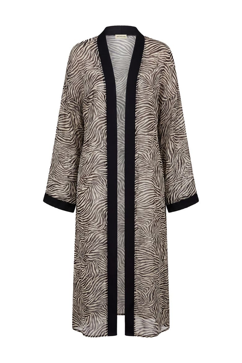 Lysandra Caftan Robe, Alternate, color, Graphic Zebra
