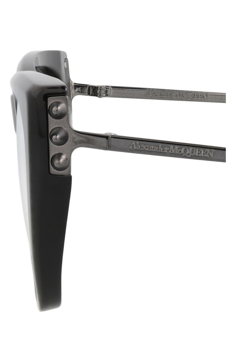 McQueen 55mm Cat Eye Optical Glasses, Alternate, color, Black Ruthenium Transparent