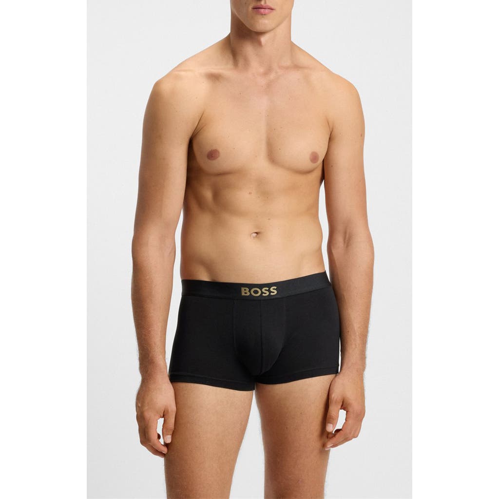 Assorted 3-Pack Gold Boss Logo Power Stretch Cotton Trunks Gift Box in Black  product