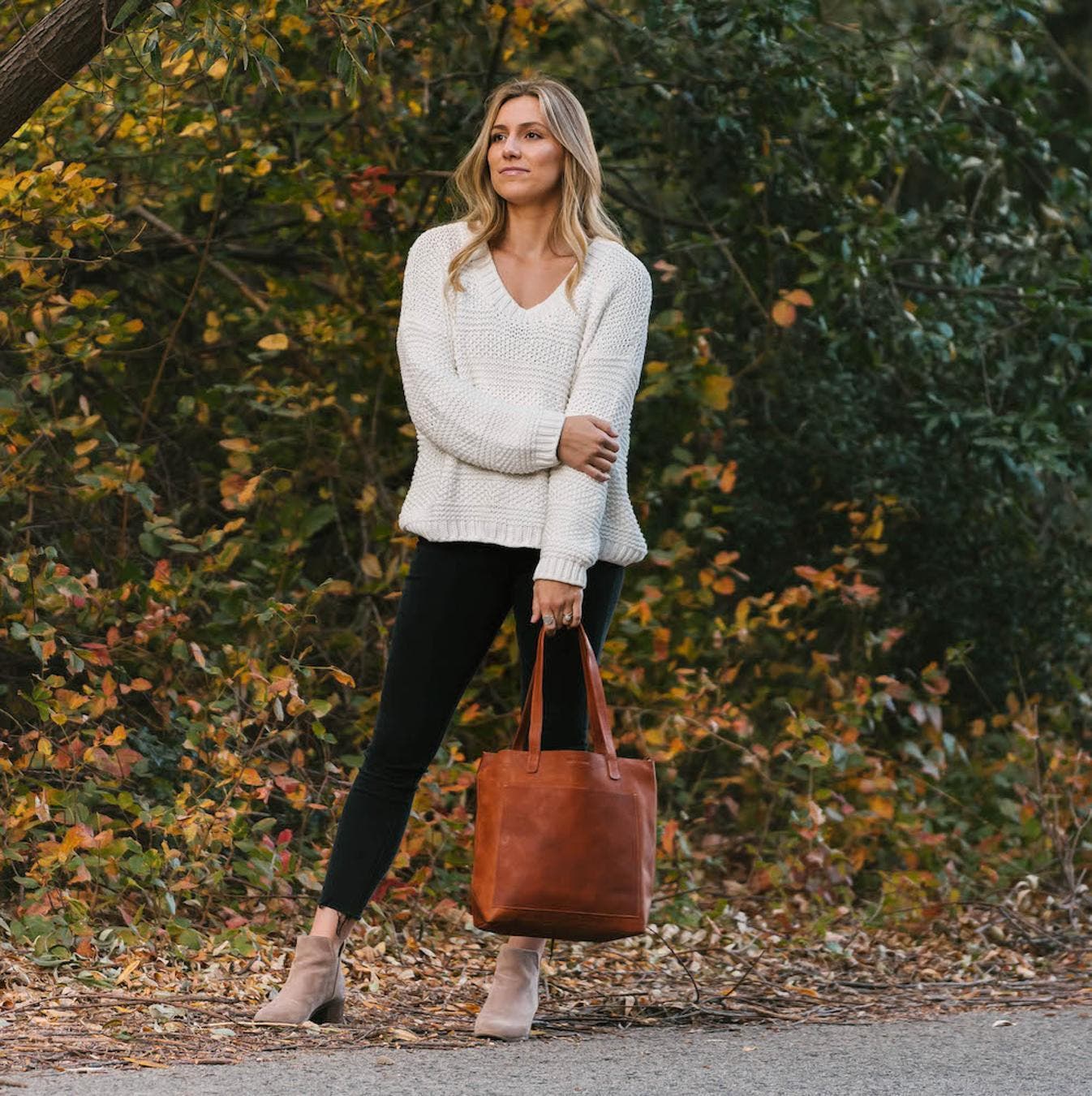 Leather Day Tote Bag, Alternate, color, Camel