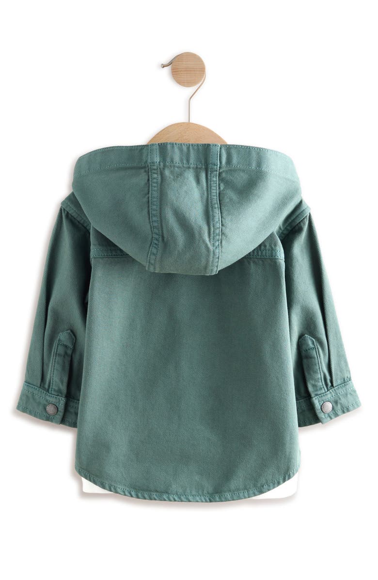 NEXT Kids' Hooded Cotton Shacket & Graphic T-Shirt Set, Alternate, color, White