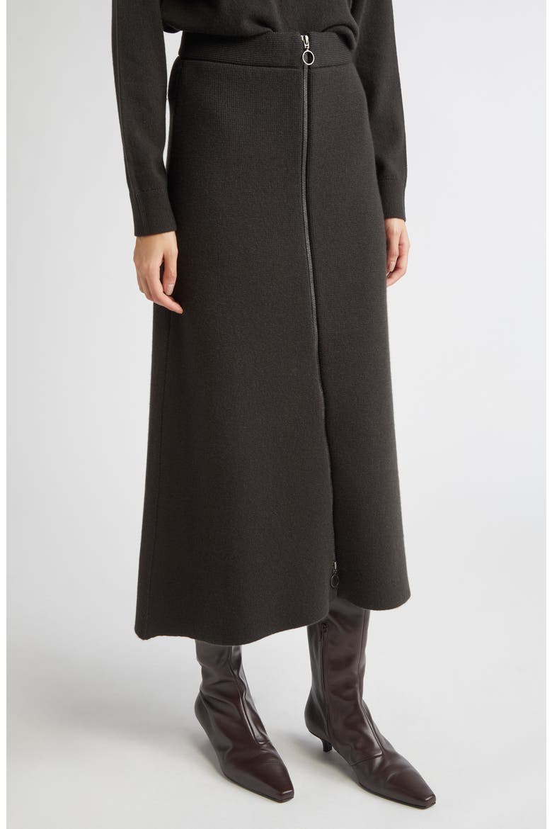 Milano Stitch Cashmere A-Line Sweater Skirt, Alternate, color, IRON