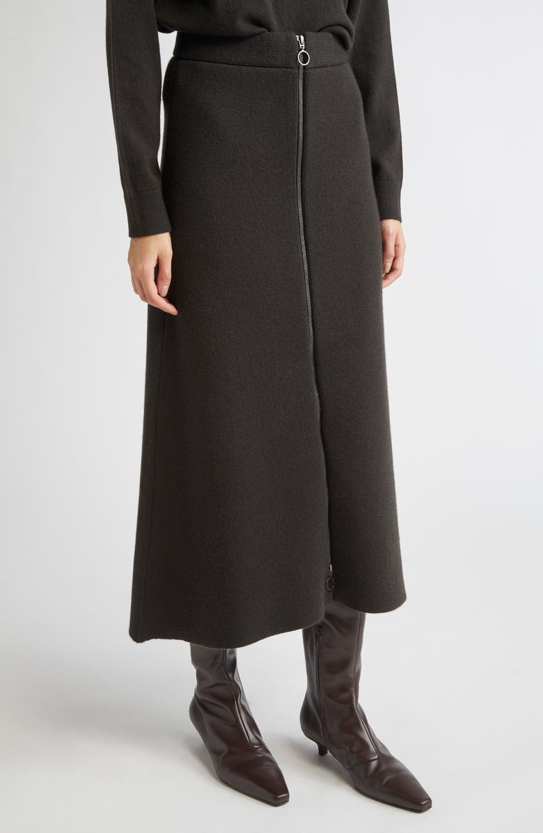 Johnstons of Elgin Milano Stitch Cashmere A-Line Sweater Skirt, Alternate, color, Iron