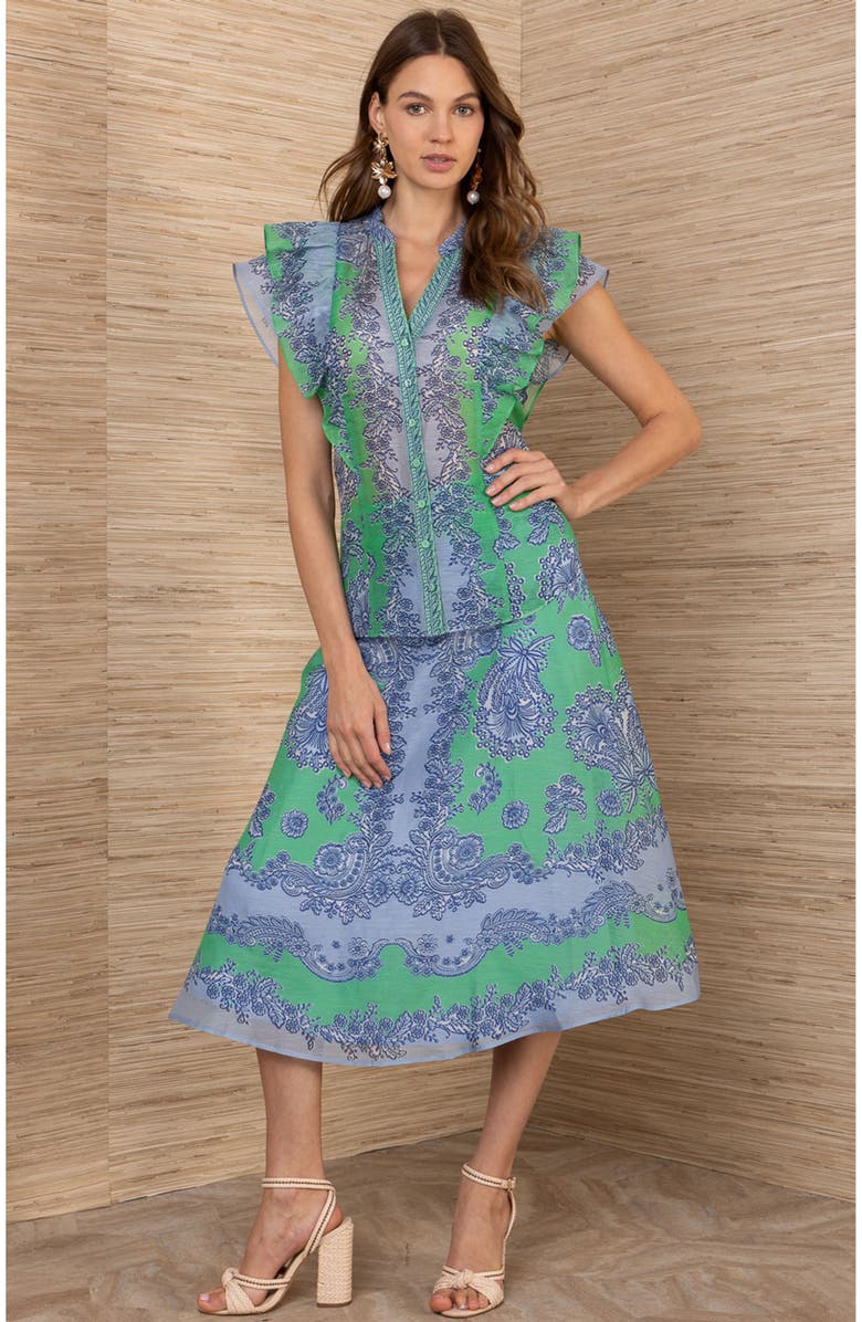 Hale Bob Caitriona Linen Organza Top, Main, color, Green