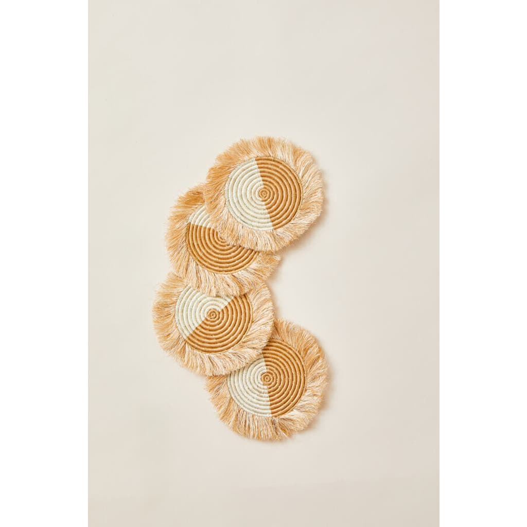 Indego Africa Akeza Fringe Coasters In Cream And Natural