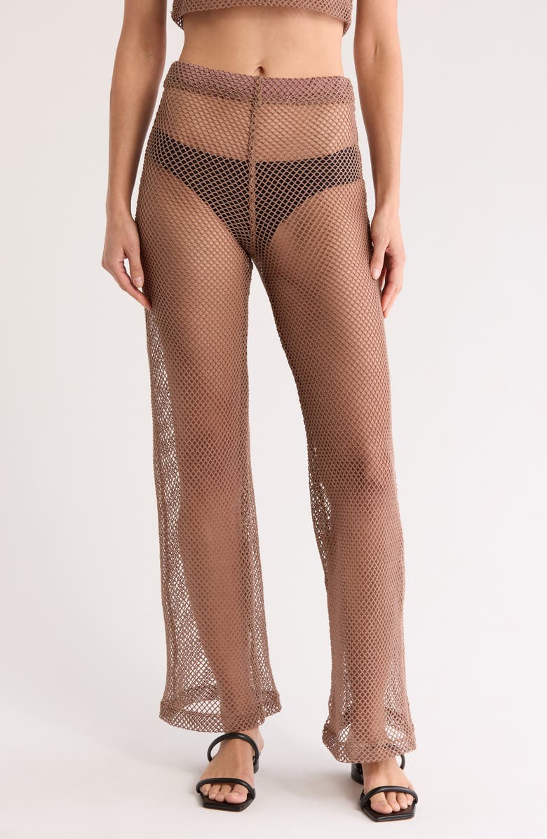 BOAMAR Atalaya Mesh Wide Leg Cover-Up Pants, Main, color, Coffee