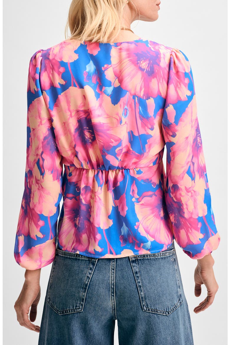 Knot Front Print Top, Alternate, color, BLUE MULTI