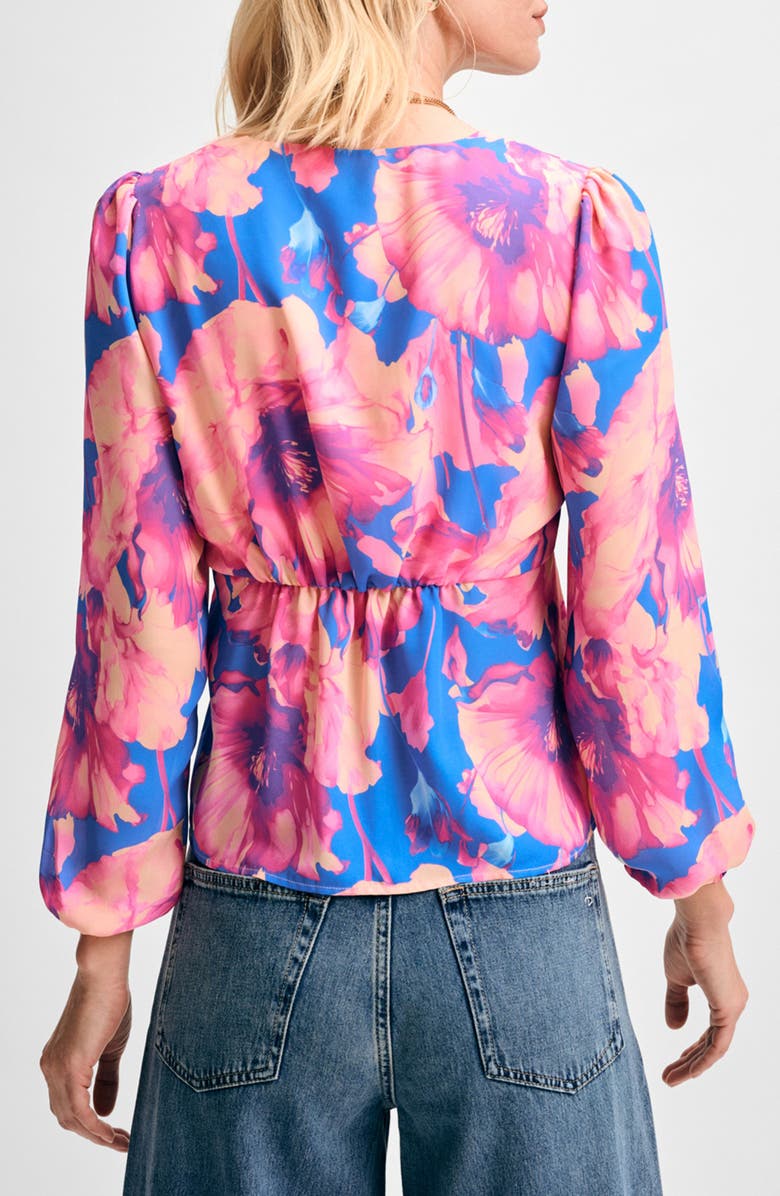 Isaac Mizrahi New York Knot Front Print Top, Alternate, color, French Blue Floral