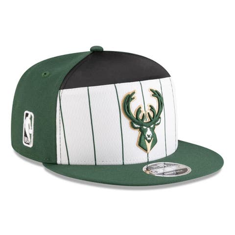 Men's New Era  White/Hunter Green Milwaukee Bucks 2025 NBA Tip Off Split Panel 9FIFTY Snapback Hat