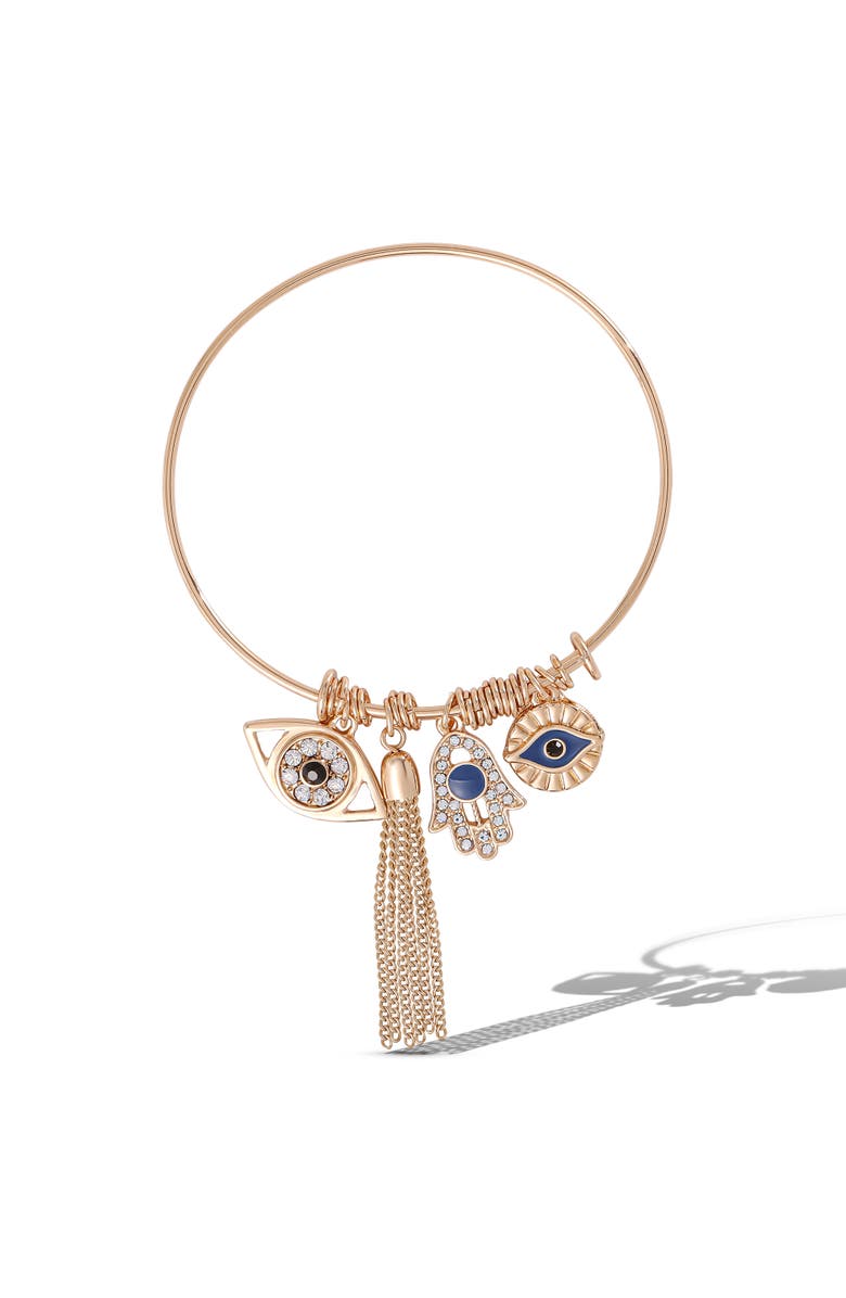 Jessica Simpson Evil Eye Bangle Bracelet, Main, color, Gold