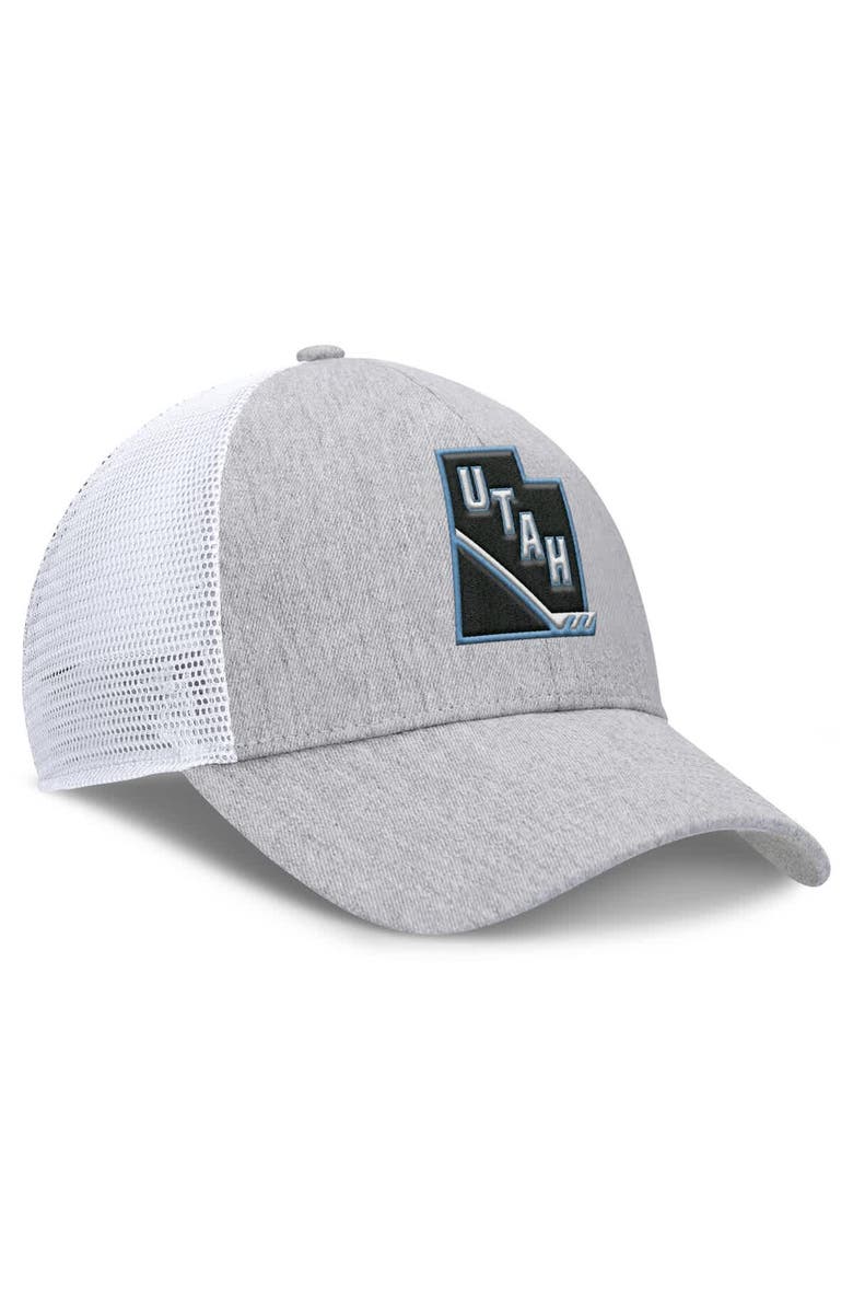 FANATICS Men's Fanatics  Gray/White Utah Mammoth Utah Badge Trucker Adjustable Hat, Alternate, color, Gray