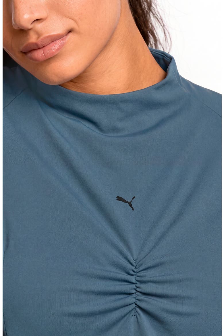 Mock Neck Performance Tee, Alternate, color, EVENING BLUE
