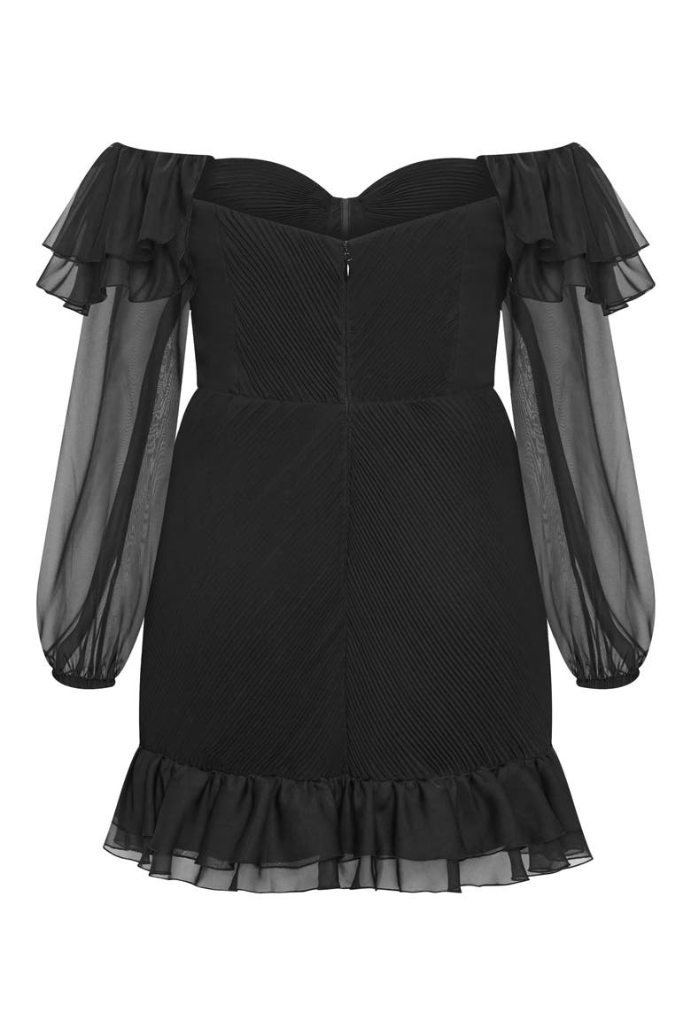 Crysta Off the Shoulder Long Sleeve Minidress, Alternate, color, BLACK