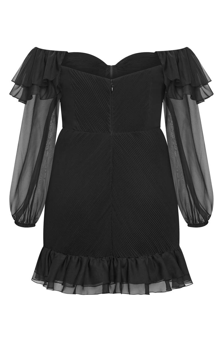 City Chic Crysta Off the Shoulder Long Sleeve Minidress, Alternate, color, Black