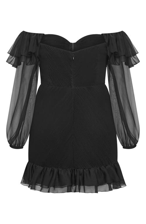 City Chic Crysta Off The Shoulder Long Sleeve Minidress In Black