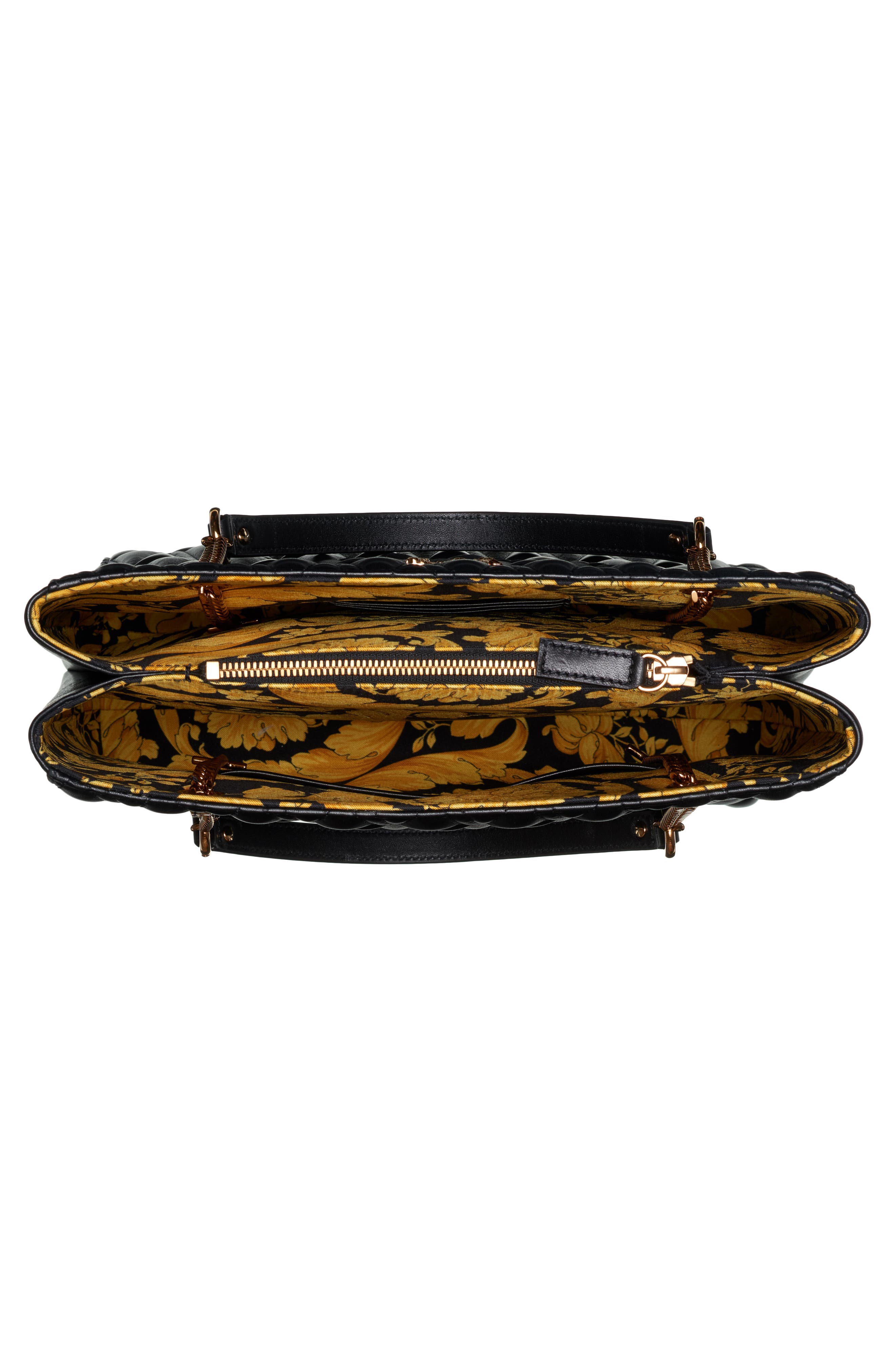 Versace Virtus Large Quilted Leather Tote, Alternate, color, 