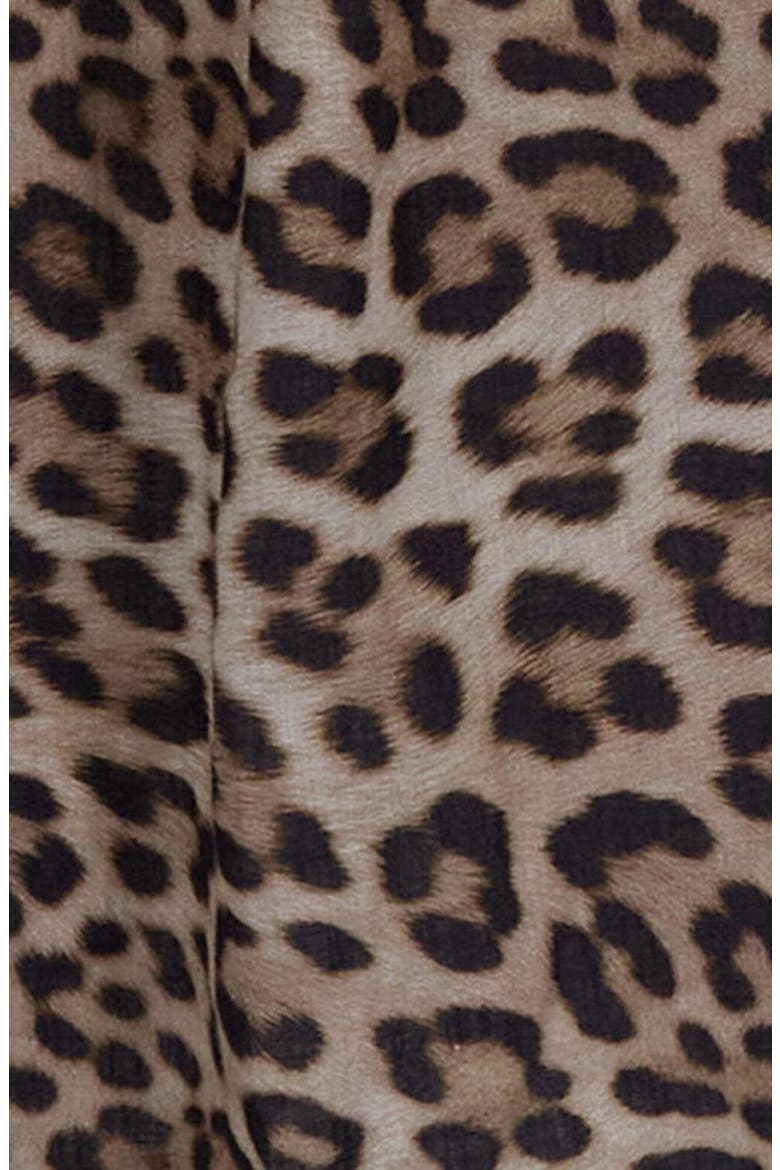 Leopard Womens Relaxed Linen Shirt, Alternate, color, LEOPARD BROWN