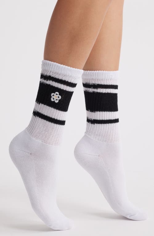 Stems Varsity Flower Crew Socks In Black