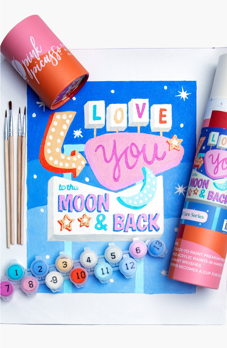 Pink Picasso Kits Love You to the Moon & Back Paint-by-Numbers Kit, Main, color, Pink / Orange / Blue