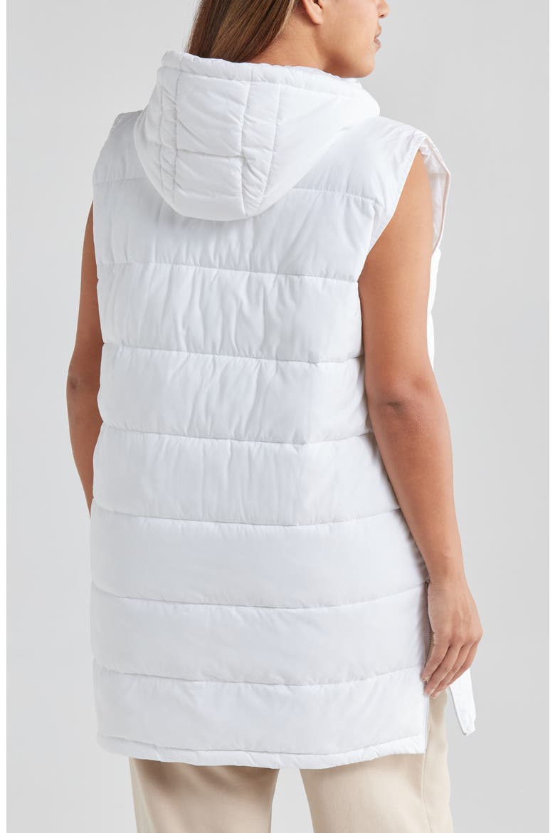 Women's Long Hooded Puffer Vest, Alternate, color, WHITE