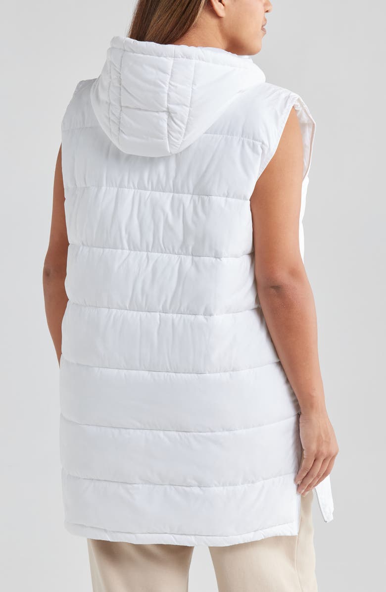 Zella Women's Long Hooded Puffer Vest, Alternate, color, White
