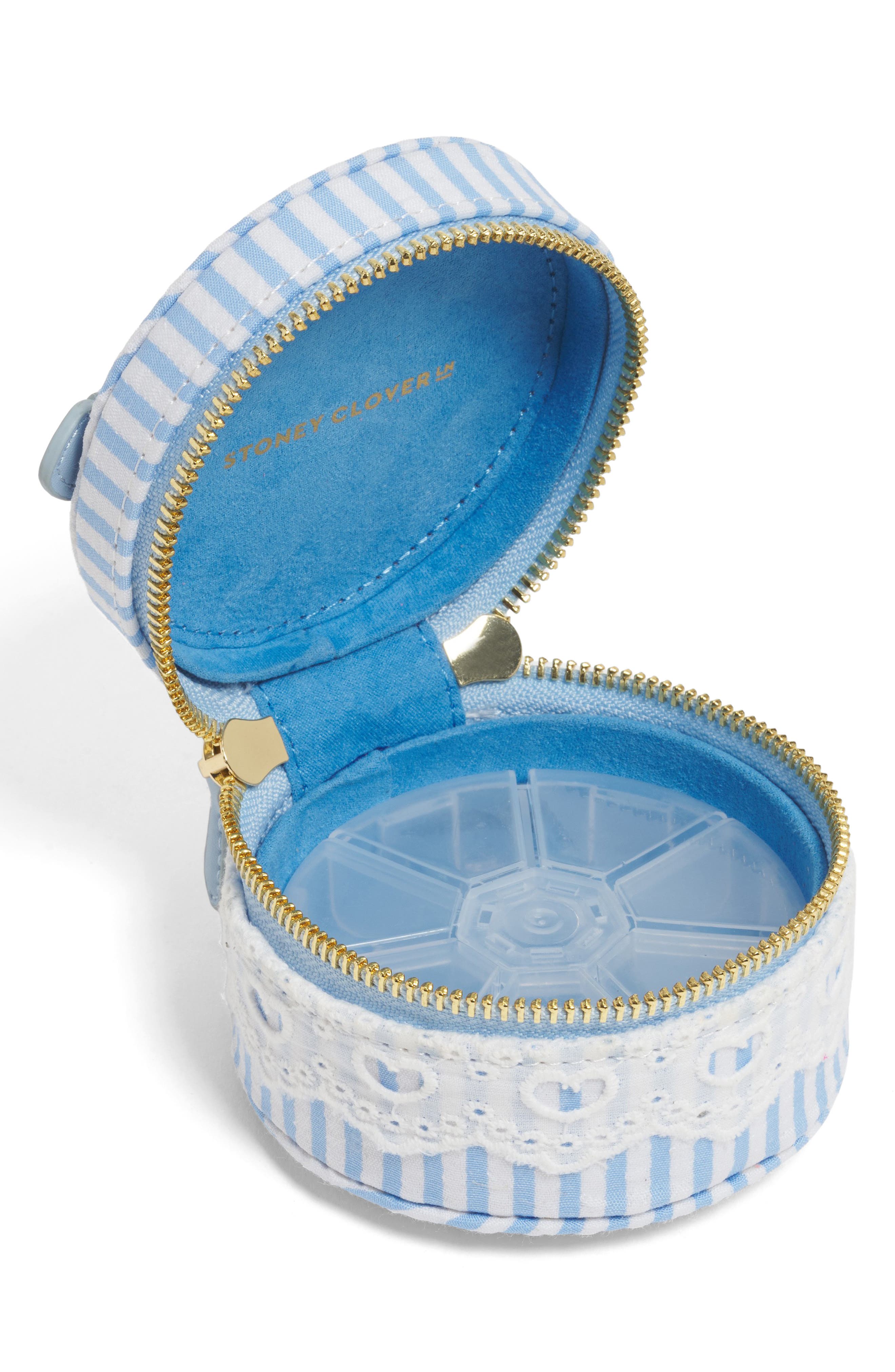 Seersucker Top Handle Pill Case, Alternate, color, BLUE SEERSUCKER