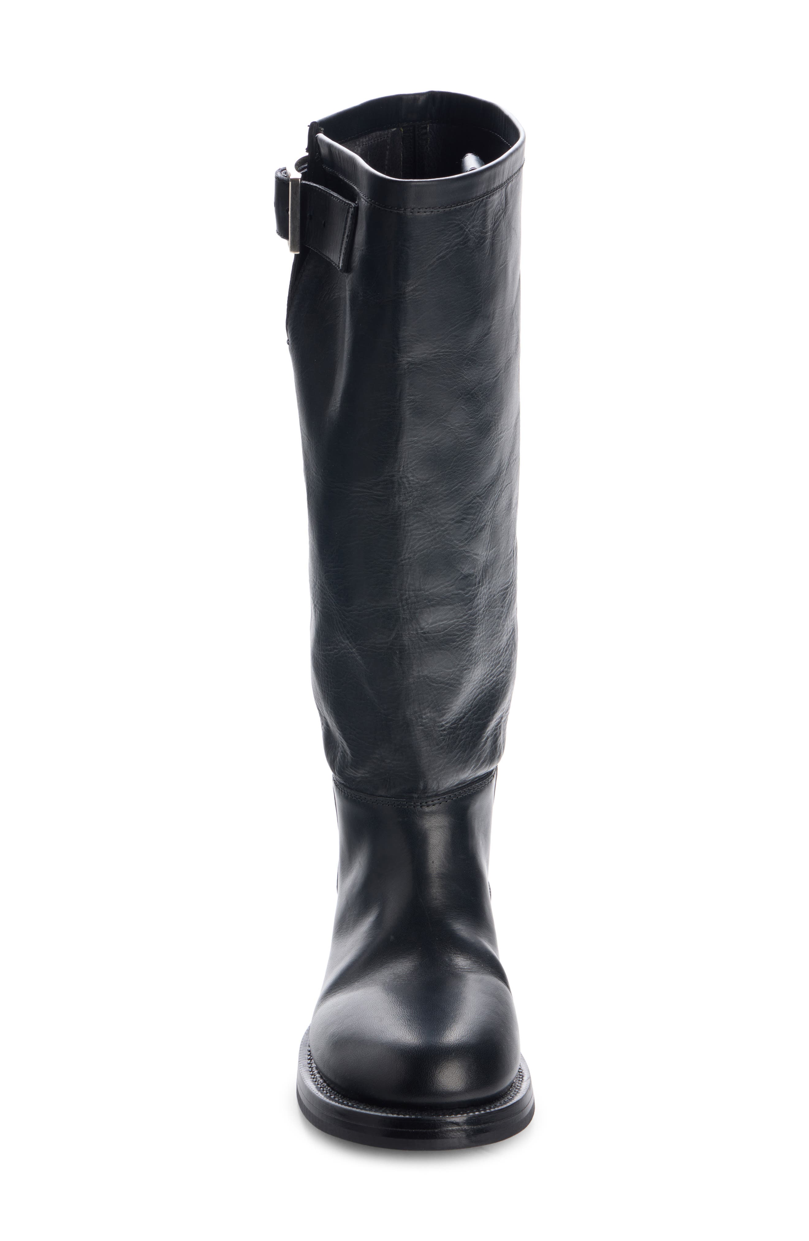 Motor Leather Knee High Boot, Alternate, color, 1081 BLACK/ SILVER