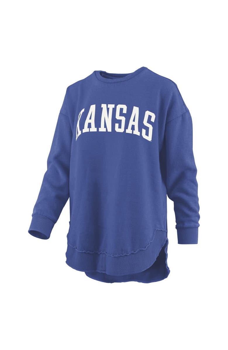 PRESSBOX Women's Pressbox  Royal Kansas Jayhawks Melange Poncho Vintage Fleece Long Sleeve Pullover Sweatshirt, Alternate, color, Royal