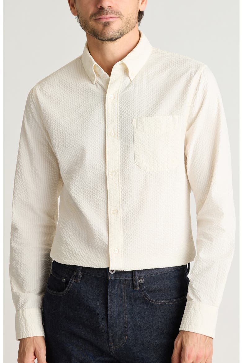 Everyday Slim Fit Cotton Seersucker Button-Down Shirt, Main, color, COCONUT MILK