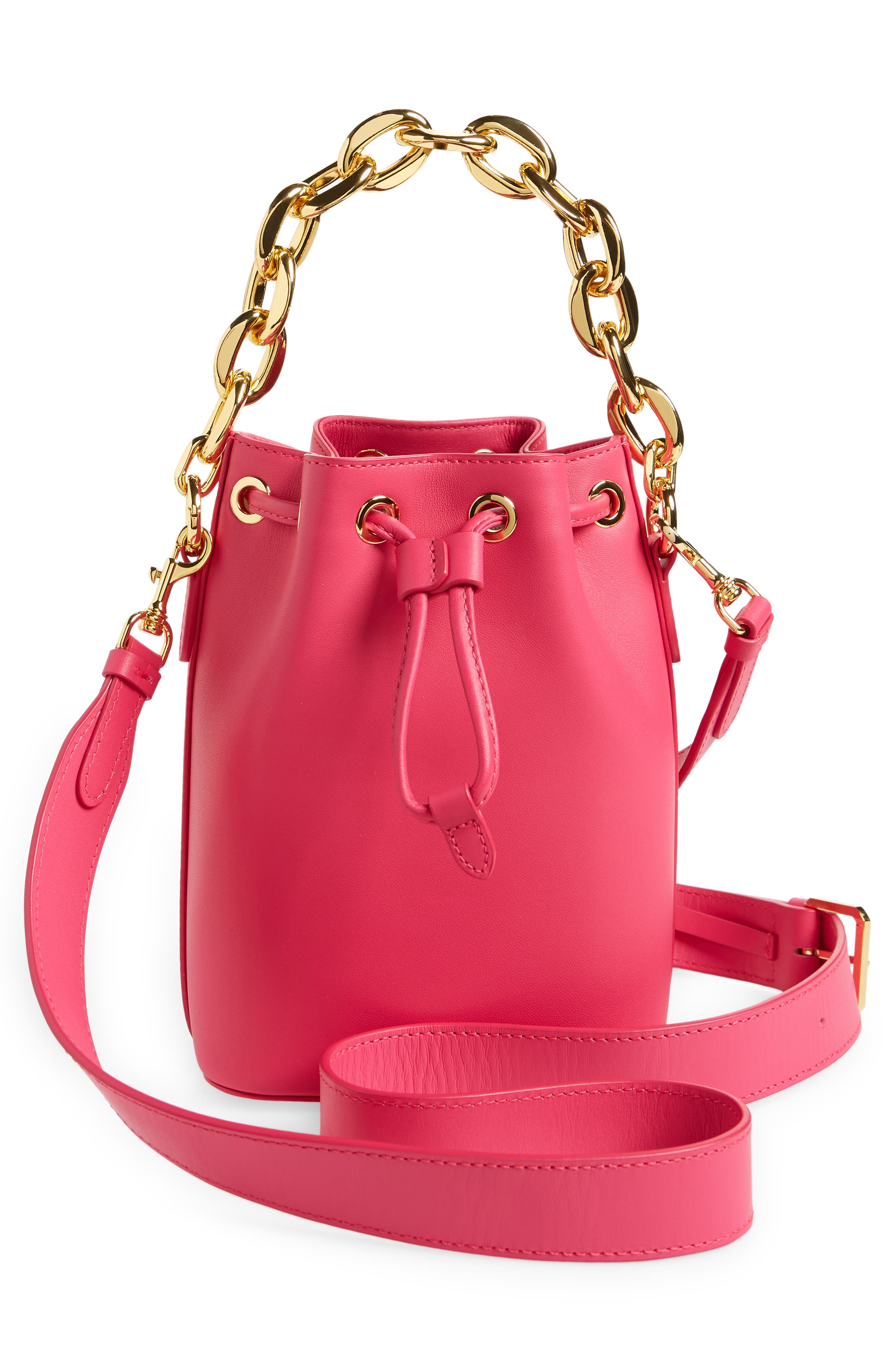 Mini Drawstring Leather Bucket Bag, Alternate, color, BEETROOT PURPLE