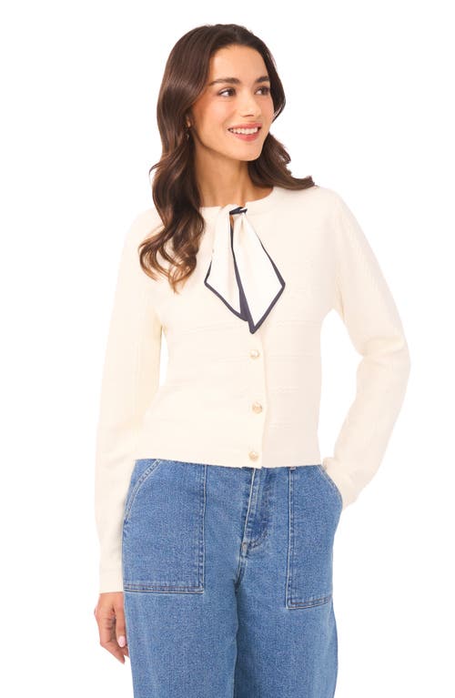 Cece Tie Scarf Cardigan In White