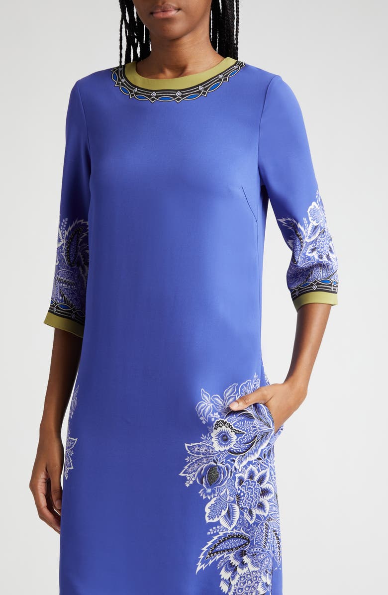 Etro Floral Print Stretch Crepe Shift Dress, Alternate, color, 
