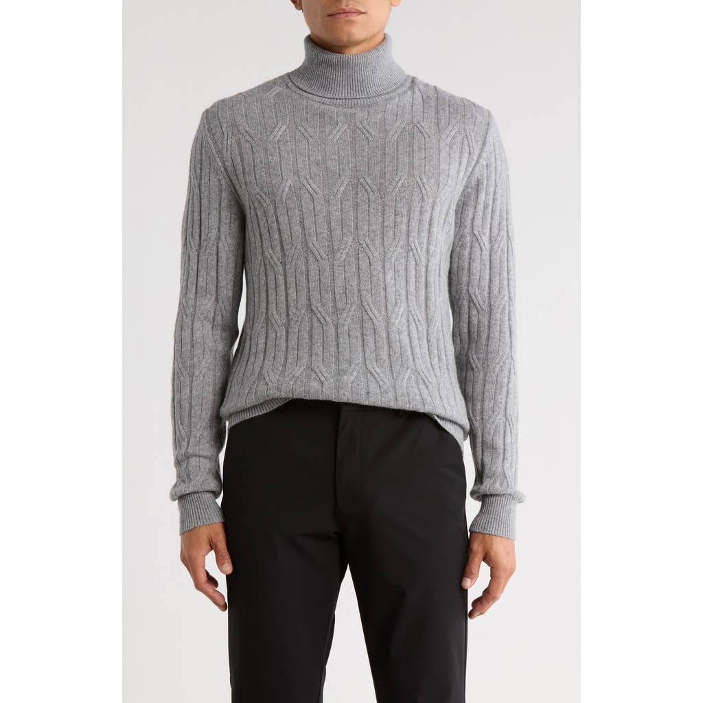 Bugatchi Cable Knit Turtleneck Sweater In Gray