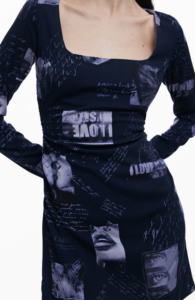 Desigual Long Sleeve Minidress, Alternate, color, 