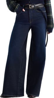 Good American Good Waist High Waist Palazzo Ankle Wide Leg Jeans