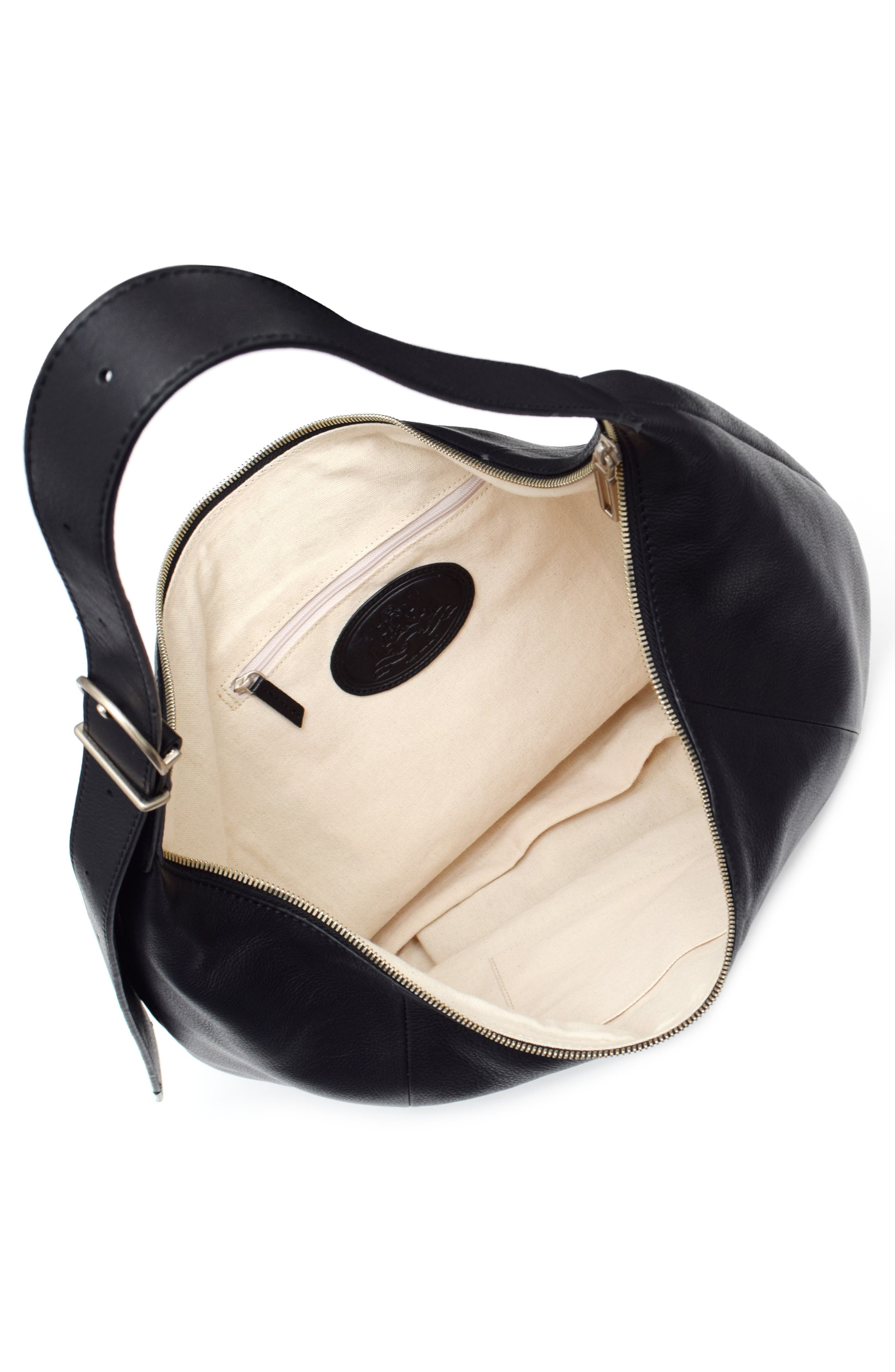 New Amsterdam Leatherworks Wyatt Oversize Hobo Bag, Alternate, color, Black
