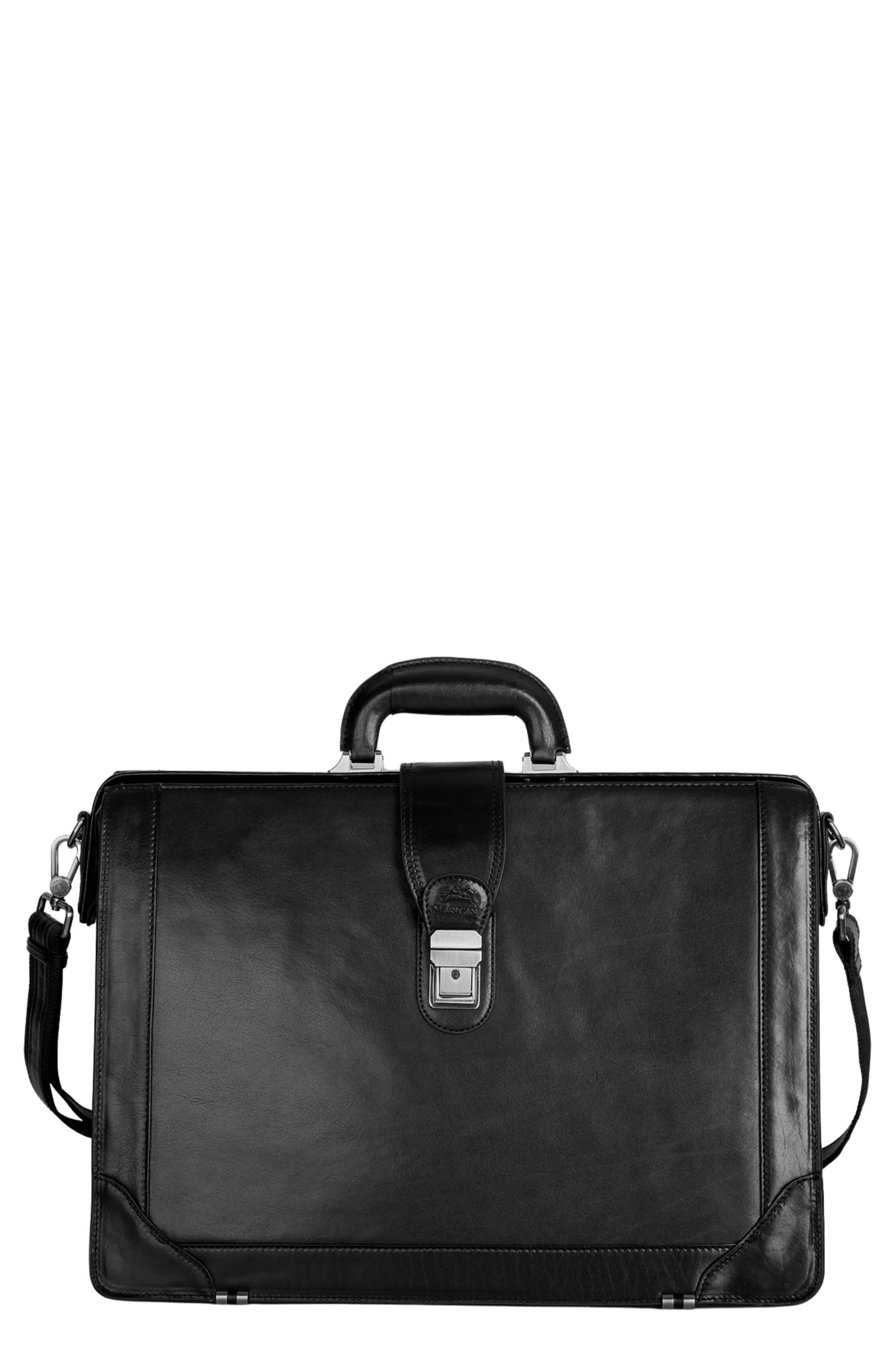 Luxurious Litigator Leather Briefcase, Main, color, BLACK