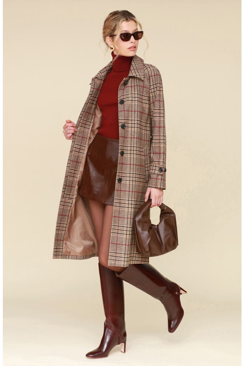 Plaid Belted Longline Coat, Alternate, color, HERITAGE PLAID