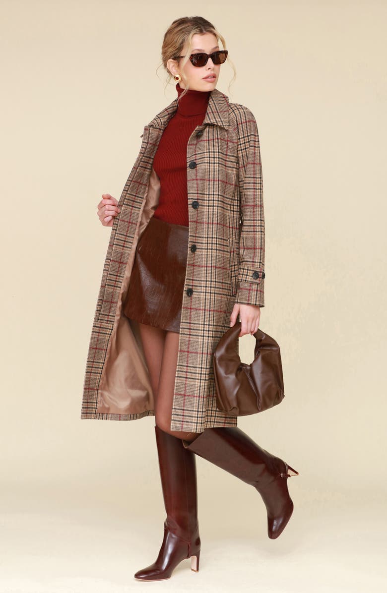 Avec Les Filles Plaid Belted Longline Coat, Alternate, color,