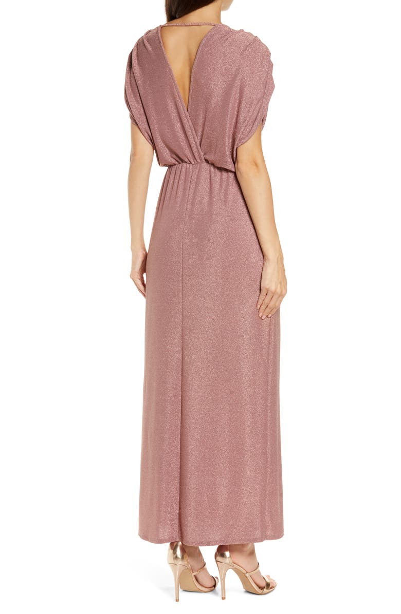 Fraiche by J Metallic Knit Sleeveless Maxi Dress, Alternate, color, Mauve