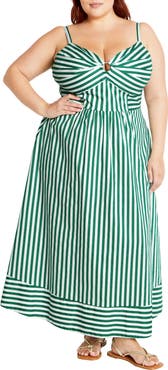 City Chic Zaya Stripe Sleeveless Midi Dress