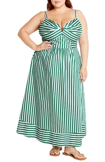 City Chic Zaya Stripe Sleeveless Midi Dress