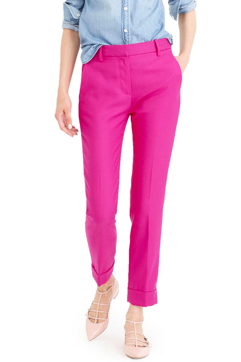 J.Crew 'Rhodes' Italian Wool Pants, Main, color, CRANBERRY PUNCH